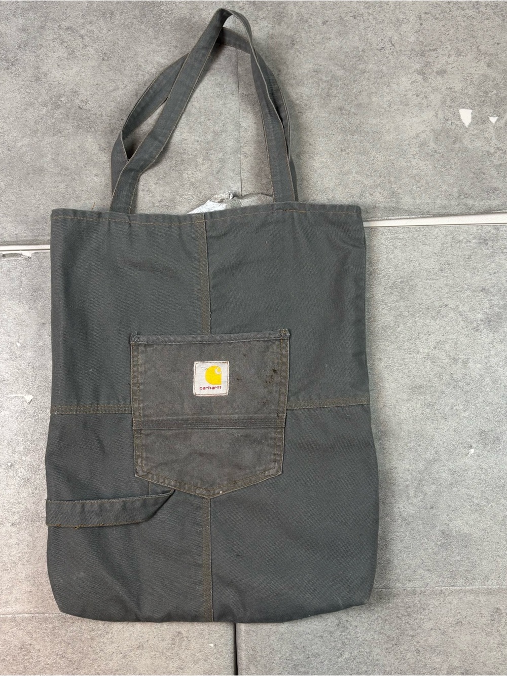 Custom one of one gray carhartt tote bag